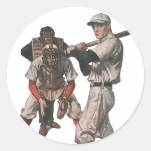Vintage-Sport Baseballspieler Runder Aufkleber
