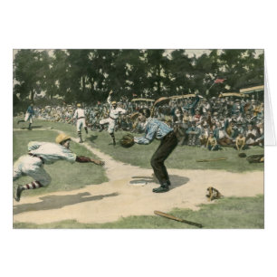 Vintage-Sport, Baseballspieler rutscht nach Home