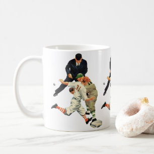 Vintage-Sport Baseballspieler sicher auf der Home  Kaffeetasse