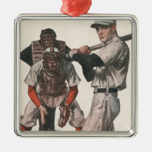 Vintage-Sport Baseballspieler Silbernes Ornament