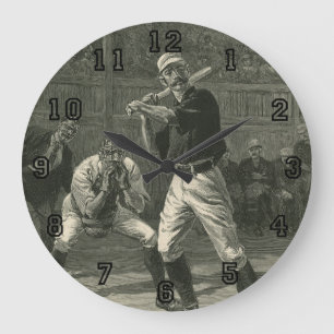 Vintage-Sport, Baseballspieler von Thulstrup Große Wanduhr