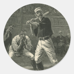 Vintage-Sport, Baseballspieler von Thulstrup Runder Aufkleber
