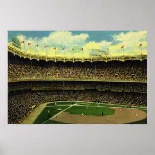 Vintage-Sport Baseballstadion mit Menschenmengen Poster