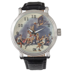 Vintage-Sport-Basketball, Spieler in einem Spiel Armbanduhr