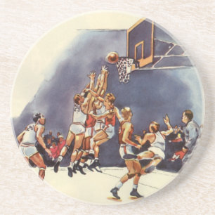 Vintage-Sport-Basketball, Spieler in einem Spiel Sandstein Untersetzer