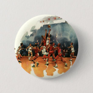 Vintage-Sport-Basketballspiel, Basketballspieler Button