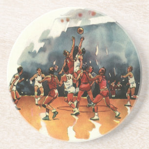 Vintage-Sport-Basketballspiel, Basketballspieler Getränkeuntersetzer