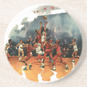 Vintage-Sport-Basketballspiel, Basketballspieler Sandstein Untersetzer