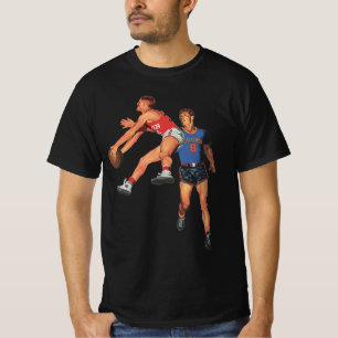 Vintage-Sport, Basketballspieler in einem Spiel T-Shirt