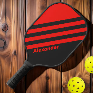 Vintage Sport Dunkle Streifen mit Namen Pickleball Schläger