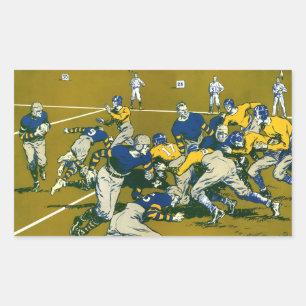 Vintage-Sport-Footballspiel, Gold- gegen Blaue Man Rechteckiger Aufkleber