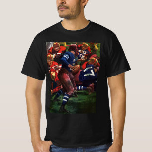 Vintage-Sport-Footballspieler-Quarterback im Spiel T-Shirt