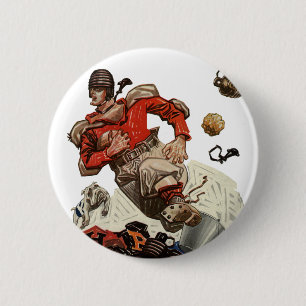 Vintage-Sport-Fußball-Quarterback-Spieler läuft Button