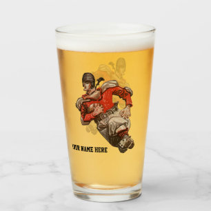 Vintage-Sport-Fußball-Quarterback-Spieler läuft Glas