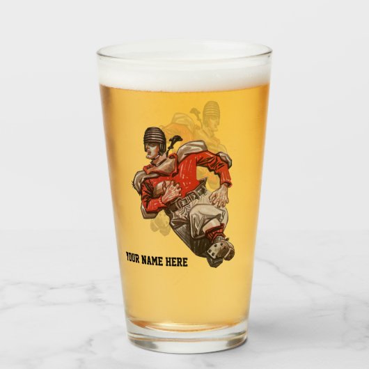 Vintage-Sport-Fußball-Quarterback-Spieler läuft Glas (Vorne (Gefüllt))