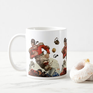 Vintage-Sport-Fußball-Quarterback-Spieler läuft Kaffeetasse