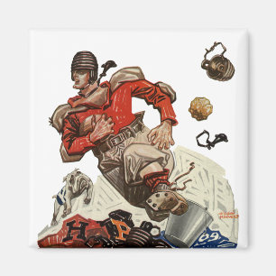 Vintage-Sport-Fußball-Quarterback-Spieler läuft Magnet
