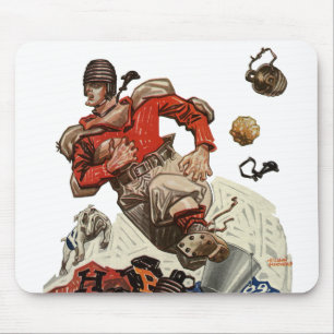 Vintage-Sport-Fußball-Quarterback-Spieler läuft Mousepad