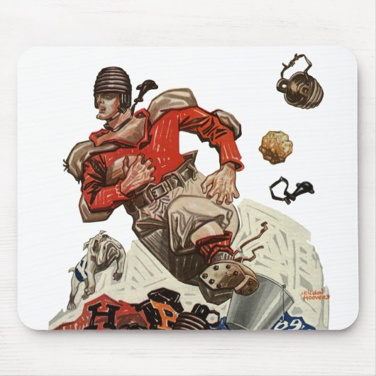 Vintage-Sport-Fußball-Quarterback-Spieler läuft Mousepad (Vorne)