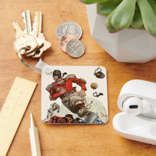 Vintage-Sport-Fußball-Quarterback-Spieler läuft Schlüsselanhänger