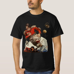 Vintage-Sport-Fußball-Quarterback-Spieler läuft T-Shirt