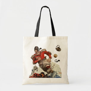 Vintage-Sport-Fußball-Quarterback-Spieler läuft Tragetasche