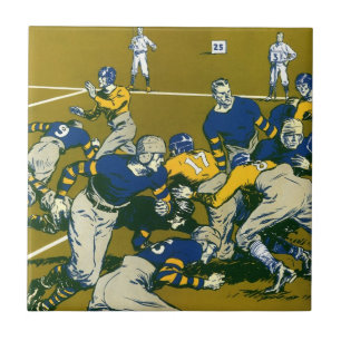 Vintage-Sport-Fußballspiel, Gold- gegen Blaue Mann Fliese