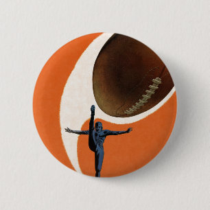 Vintage-Sport, Fußballspieler, der den Ball tritt Button