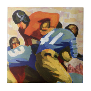 Vintage-Sport, Fußballspieler in einem Spiel Fliese