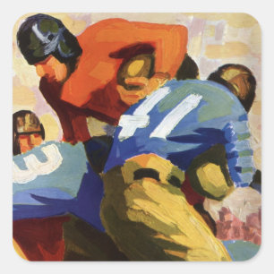 Vintage-Sport, Fußballspieler in einem Spiel Quadratischer Aufkleber