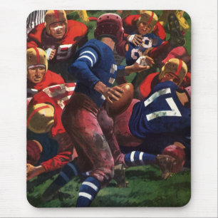 Vintage-Sport-Fußballspieler-Quarterback im Spiel Mousepad