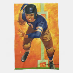 Vintage-Sport-Fußballspieler-Quarterback-Lauf Geschirrtuch