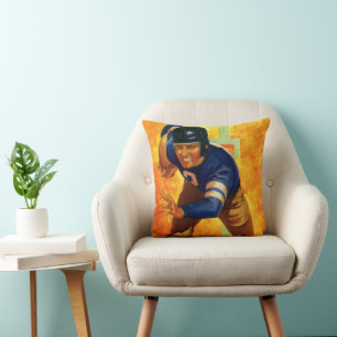 Vintage-Sport-Fußballspieler-Quarterback-Lauf Kissen
