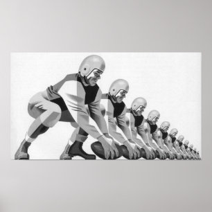 Vintage-Sport-Fußballspieler, Quarterback Poster