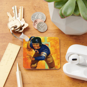 Vintage-Sport-Fußballspieler Quarterback Running Schlüsselanhänger