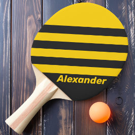 Vintage Sport Gelbwesten Streifen mit Namen Tischtennis Schläger