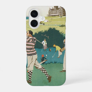 Vintage-Sport Golf in Schottland, Golfspieler beim iPhone 16 Hülle