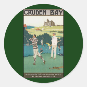 Vintage-Sport Golf in Schottland, Golfspieler beim Runder Aufkleber
