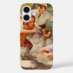 Vintage-Sport, Kinder spielen Stickball-Baseball iPhone 16 Hülle