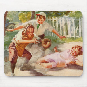 Vintage-Sport, Kinder spielen Stickball-Baseball Mousepad