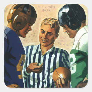 Vintage-Sport, Münzwurf des Fußballschiedsrichters Quadratischer Aufkleber