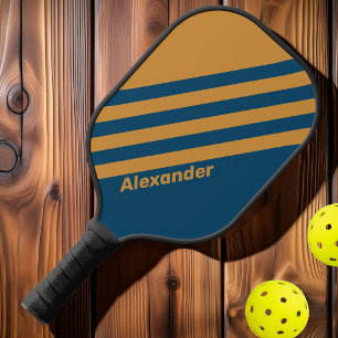 Vintage Sport Royal Gold Streifen mit Namen Pickleball Schläger