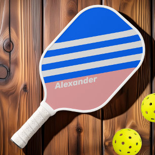 Vintage Sport Sea Kiss Streifen mit Namen Pickleball Schläger