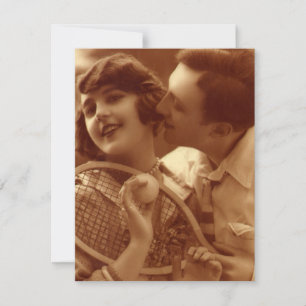 Vintage-Sport Tennis, Hochzeit Termin speichern Einladung