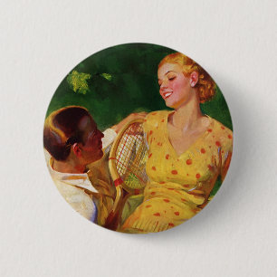 Vintage-Sport Tennis, Liebe und Romantik Button