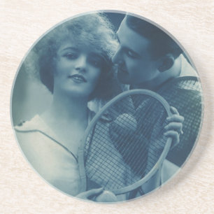Vintage-Sport Tennis, Liebe und Romantik Getränkeuntersetzer