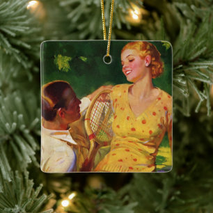 Vintage-Sport Tennis, Liebe und Romantik Keramikornament