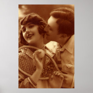 Vintage-Sport Tennis, Liebe und Romantik Poster