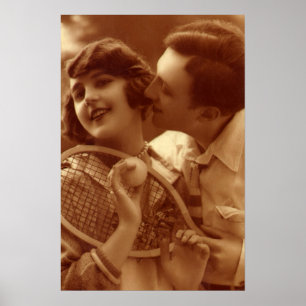 Vintage-Sport Tennis, Liebe und Romantik Poster