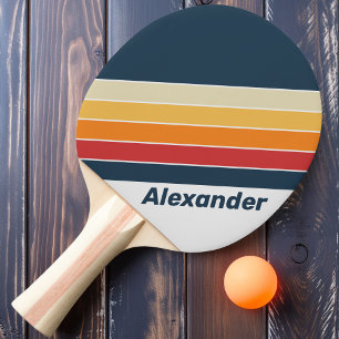 Vintage Sport verblasst Regenbogen gestreift mit N Tischtennis Schläger